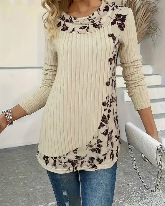 Top Mock Hals Blomstret Casual