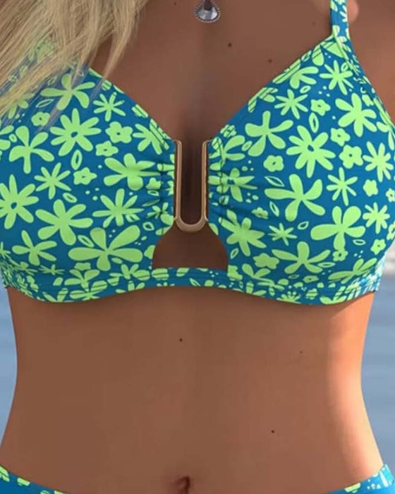 Bikini Metalspænde Trykt Todelt Trekant