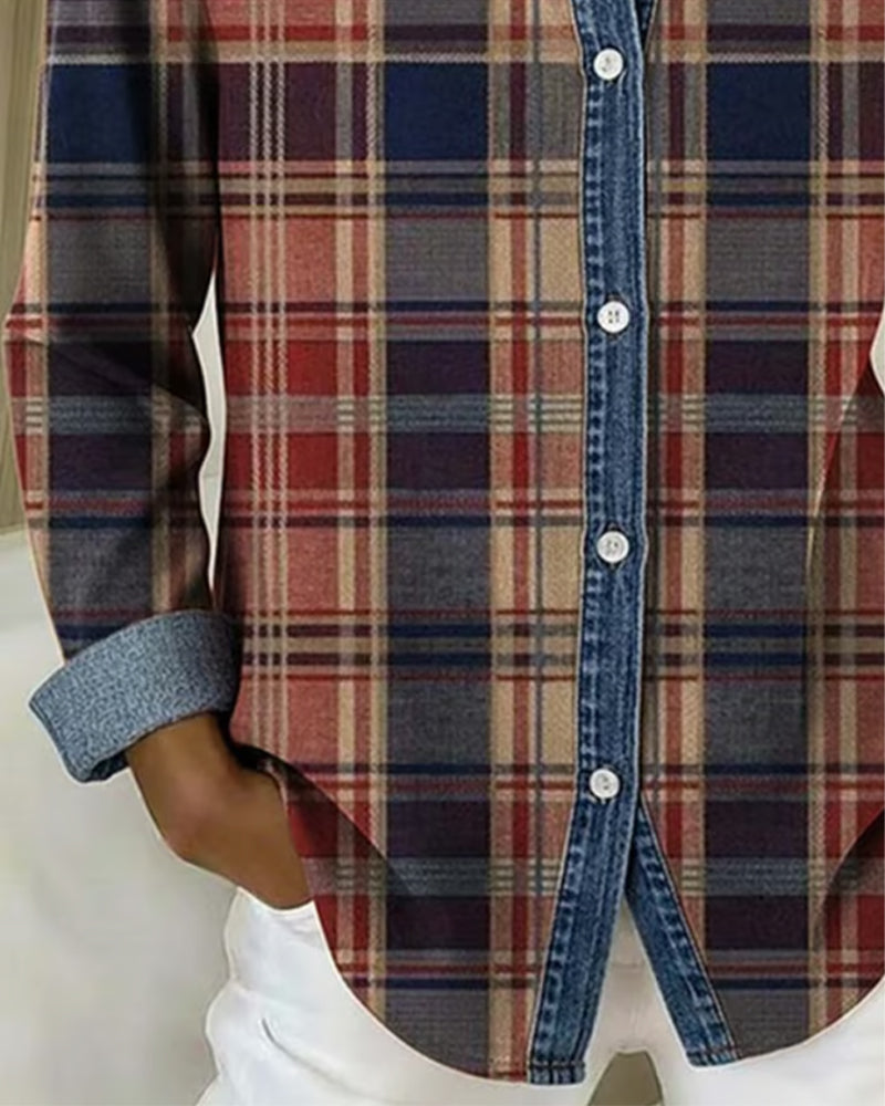 Modebluse I Tern Med Kontrastfarver