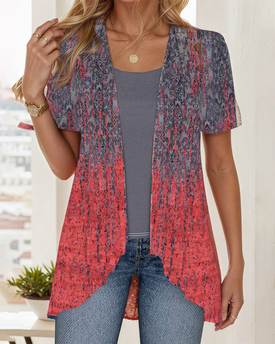 Bluse Falsk To-Del Kortærmet Uregelmæssig