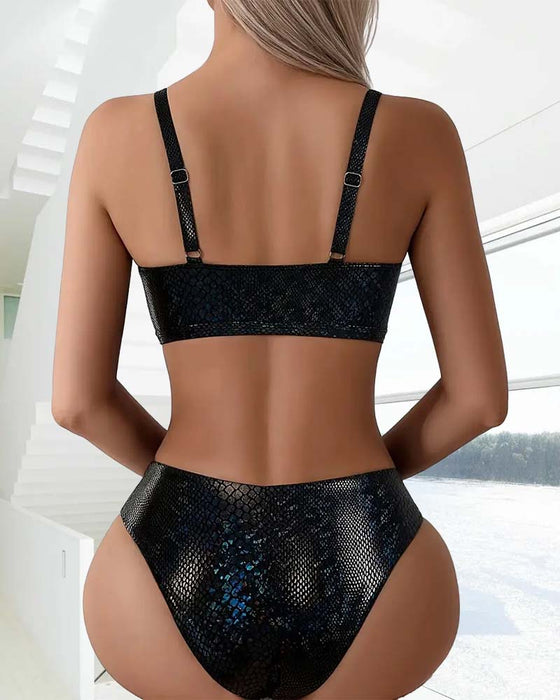 Bikini Slangeprint Brystbånd Høj Talje Triangel