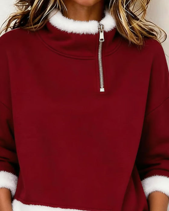 Sweatshirt Fleece Halv Lynlås