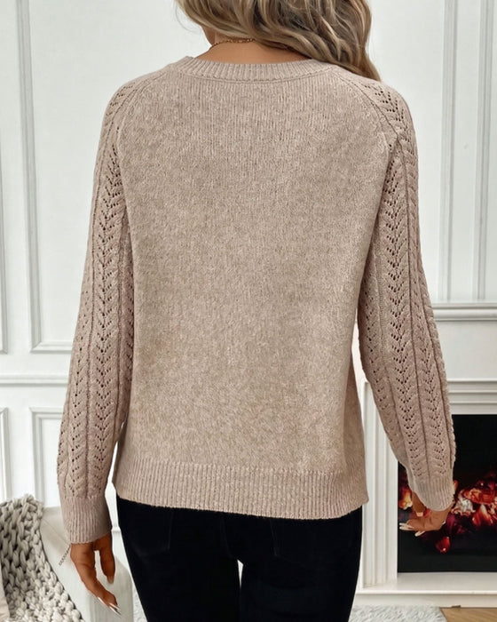 Pullover Rund Hals Udskæring Mode