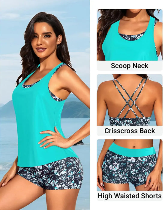 Tankini Blomstrende Tryk Tredelt