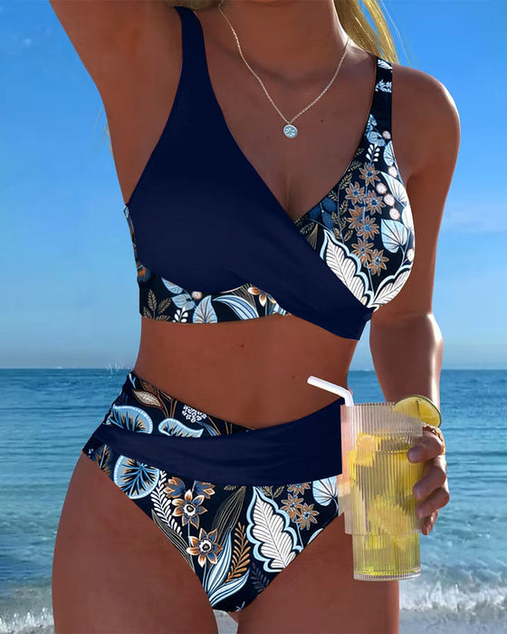 Bikini Kontrastfarve Mode Blomst