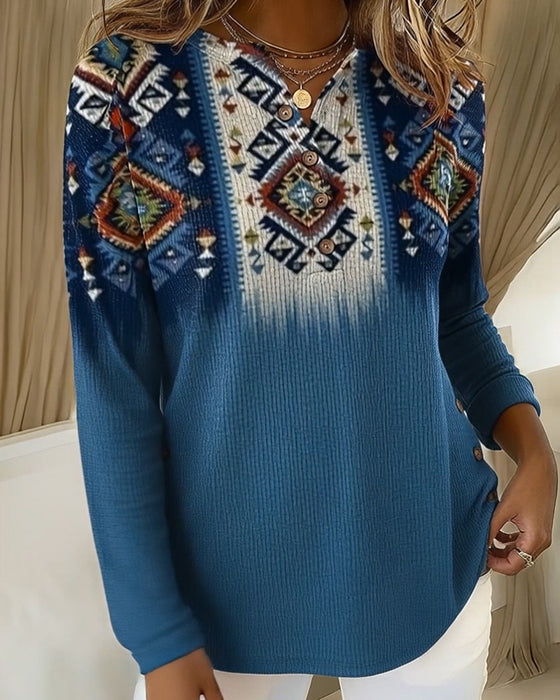 Top Retrostil Trykt Casual