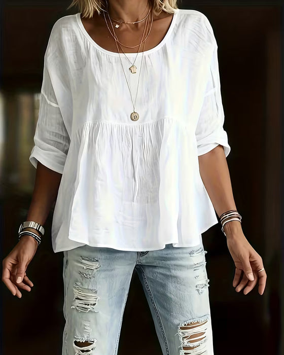 Top Rund-hals Løv-siddende Ensfarved