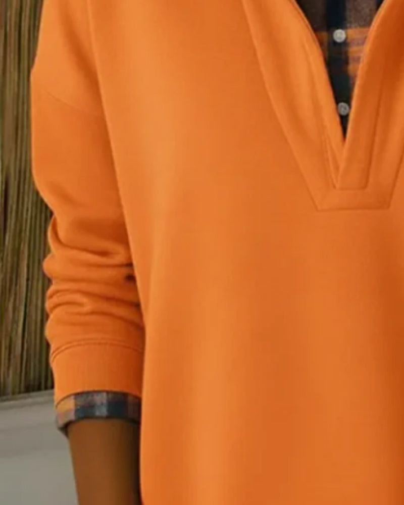 Hættetrøje Falsk Todelt Ternet Patchwork