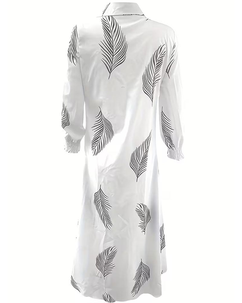 Kjole Palm Blad Tryk Skjorte