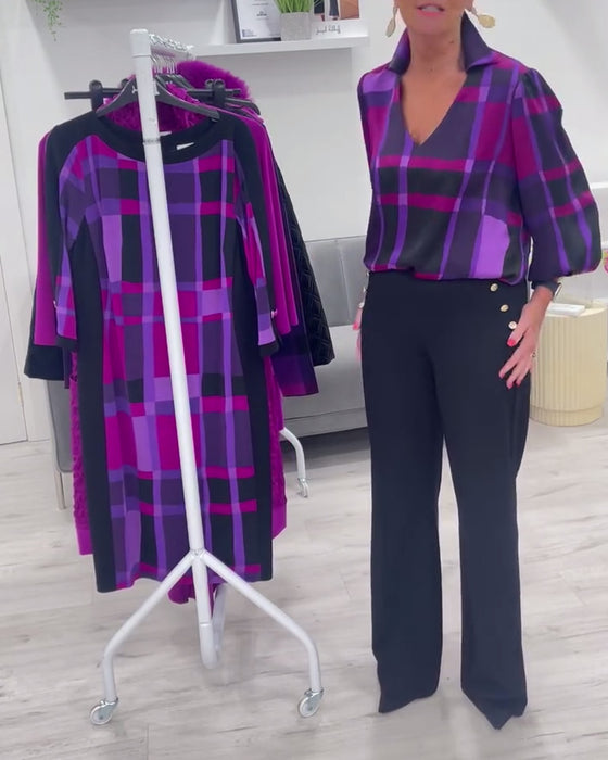 Ternet bluse med V-hals