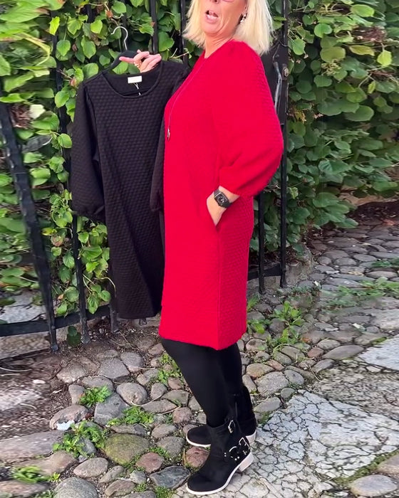 Kjole afslappet ensfarvet rund hals