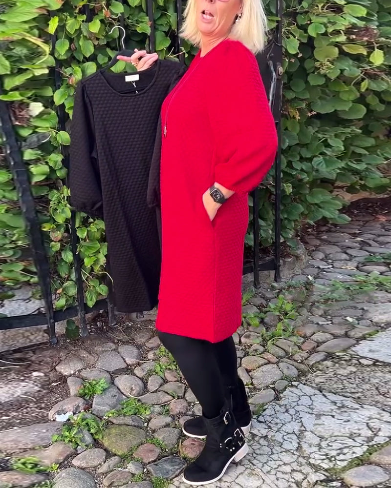 Kjole afslappet ensfarvet rund hals