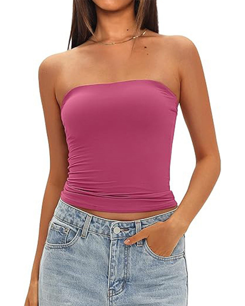 Tank Top Uden Stropper Kort Tætsiddende