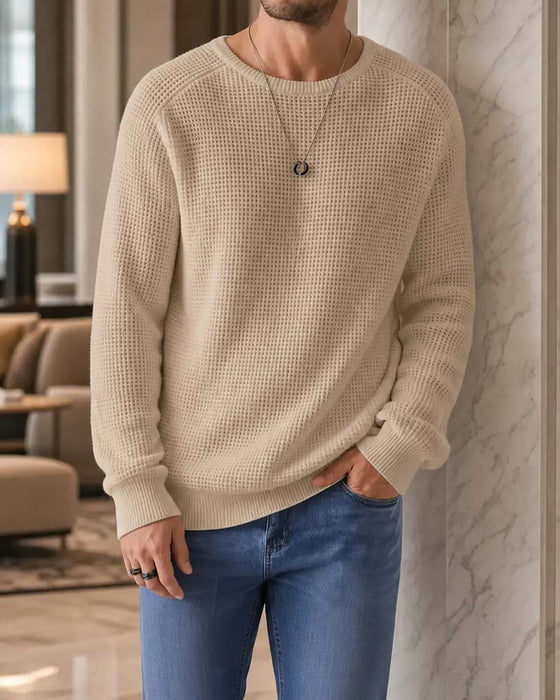 Pullover Herre Stilfuld Afslappet Strikket
