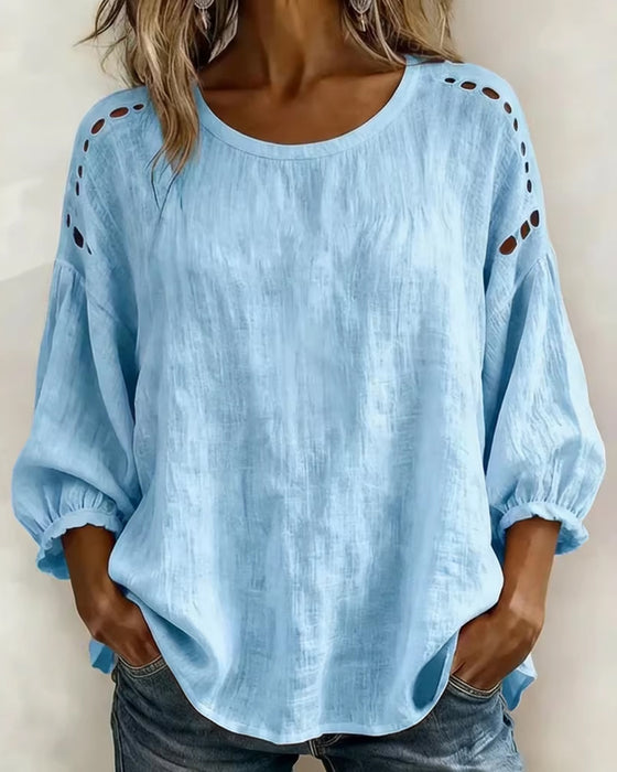 Bluse Udhullet 100% Bomuld