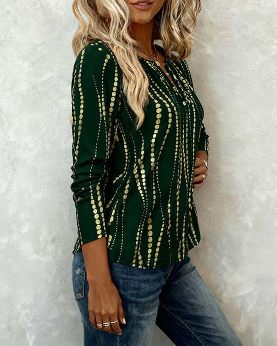 T-shirt med knapper og lange ærmer