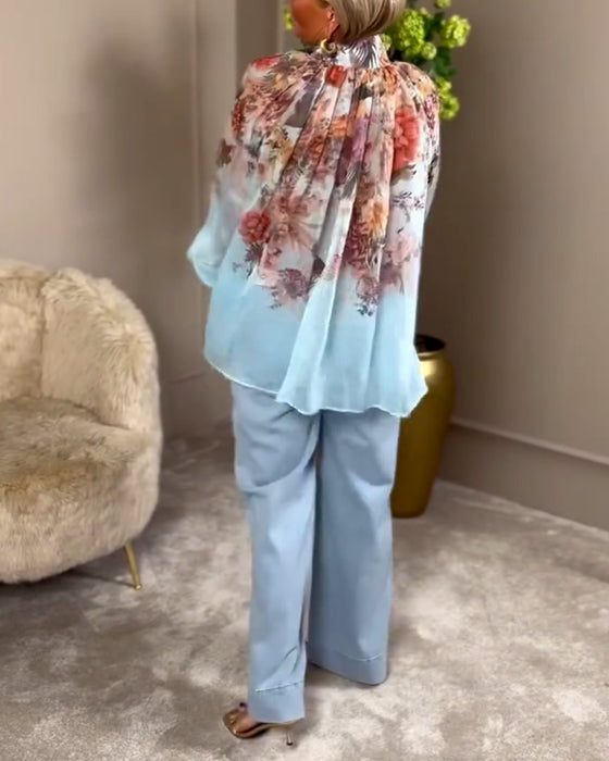 Skjorte Lanterneærme Ståkrave Print