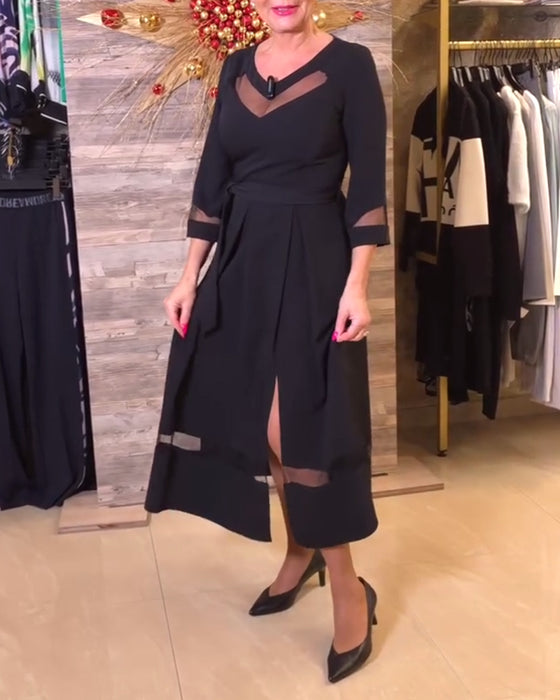 Kjole mode v-hals mesh syninger