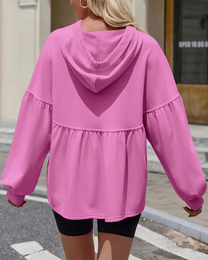 Sweatshirt Hætte Snørebånd Løs