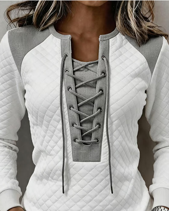 Sweatshirt Snøring Slimfit Farveblok