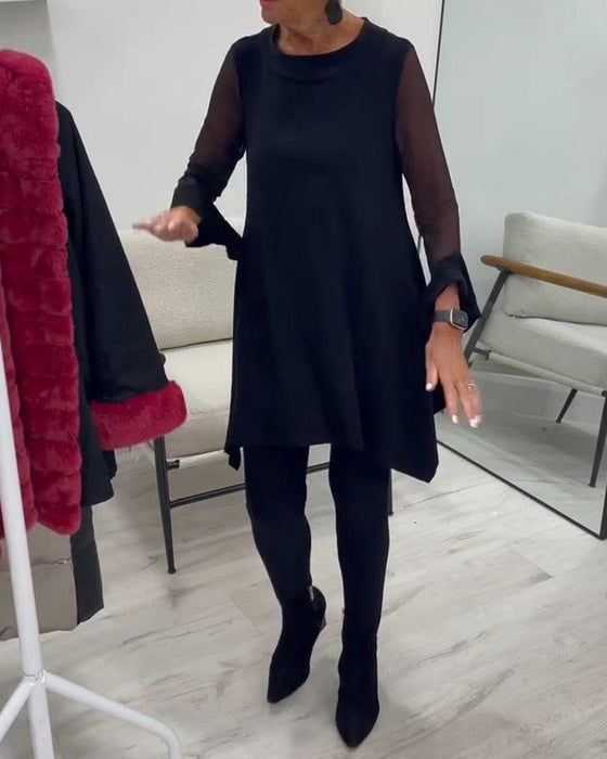 Bluse Med Uregelmæssig Kant Og Udstående Ærmer