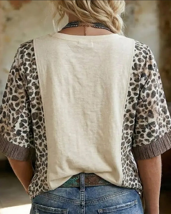 T-Shirt Leopard Patchwork Blonde