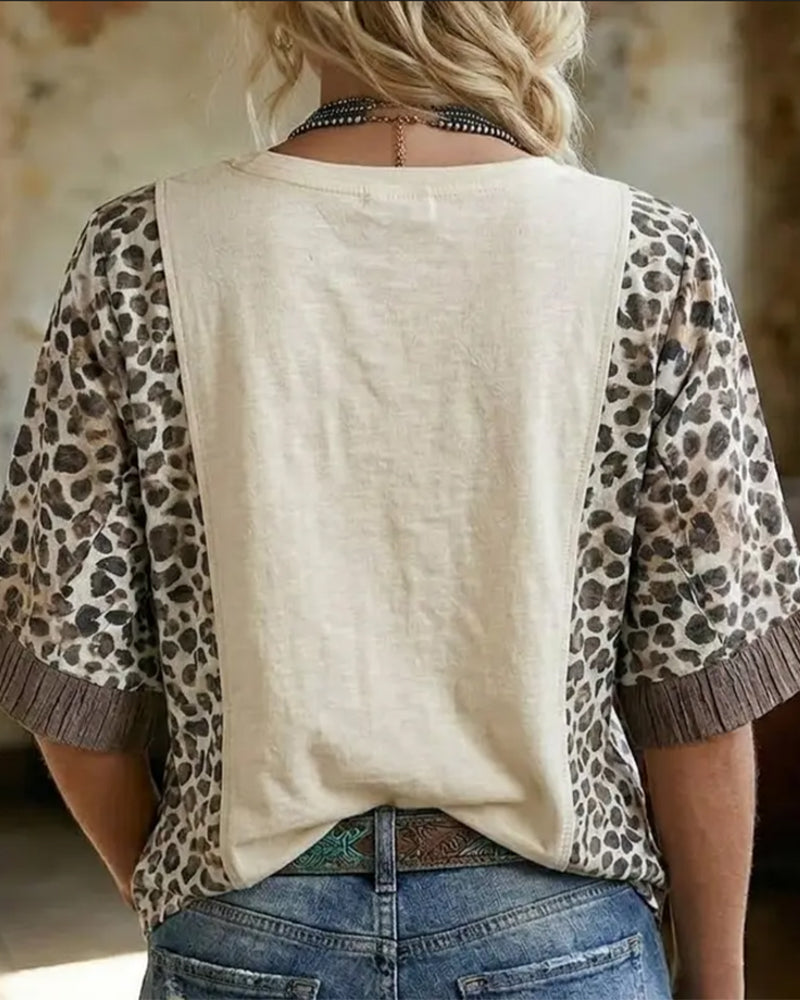T-Shirt Leopard Patchwork Blonde