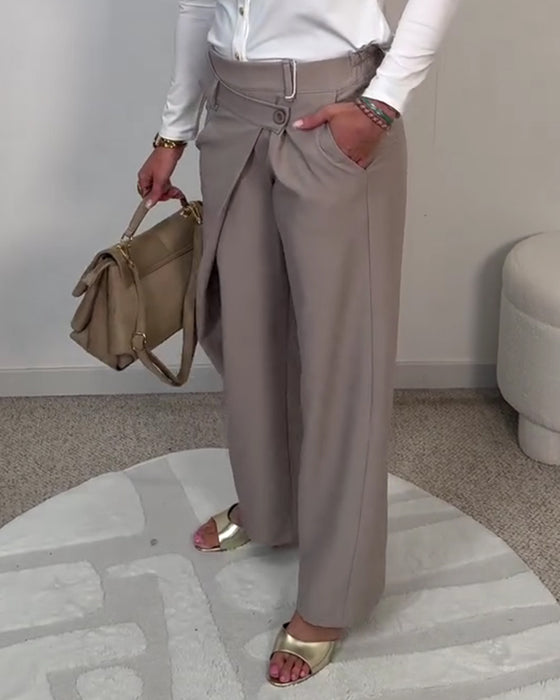 Bukser Casual Ensfarvet Asymmetrisk