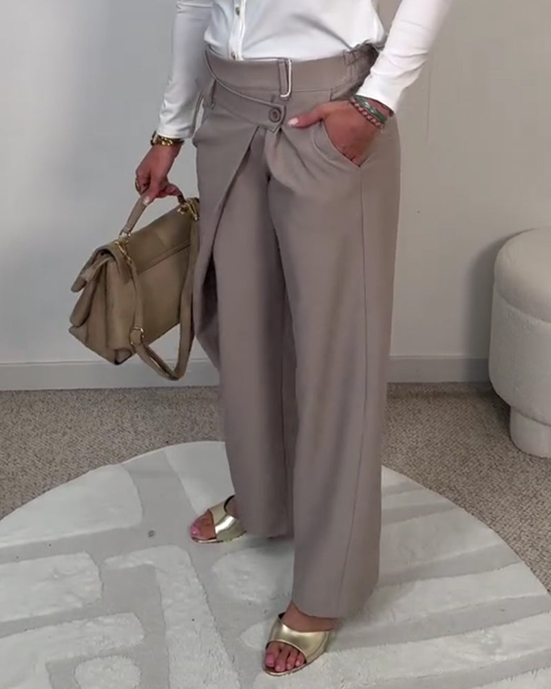 Bukser Casual Ensfarvet Asymmetrisk