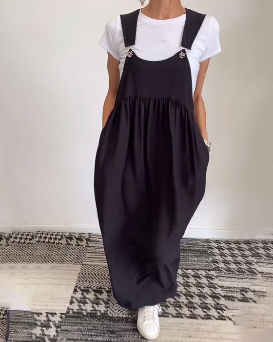 Kjole afslappet ensfarvet hofteholder