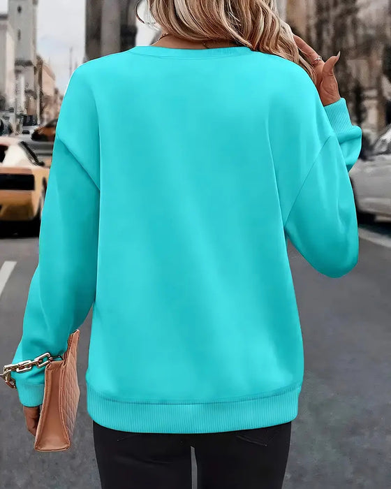 Sweatshirt Langærmet Afslappet Med Print