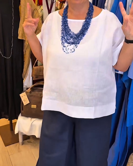 Bluse Rundhalset Ensfarvet Lige Casual