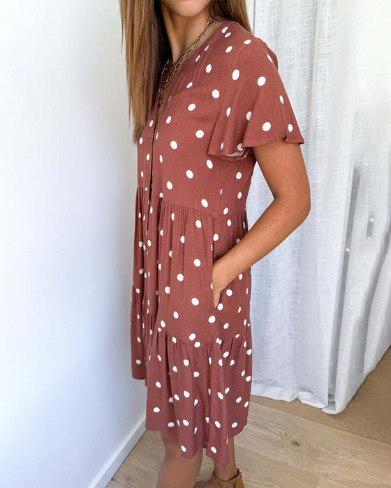 Kjole Prik Kortærme Skjorte
