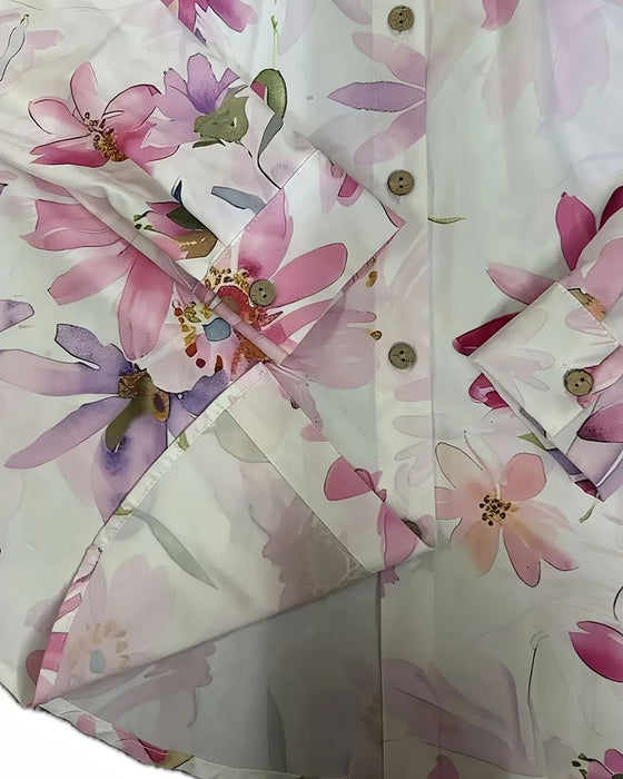 Skjorte Lang Ærme Blomstret Tryk