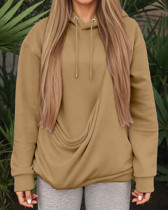 Hoodie Stor Lomme Ensfarvet
