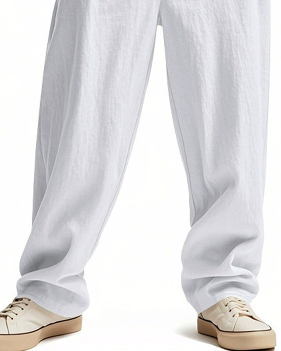 Bukser Casual Ensfarvet Lige Ben