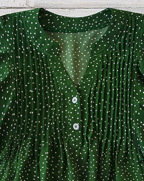 Bluse Flæseærme V-Hals Polka Dot