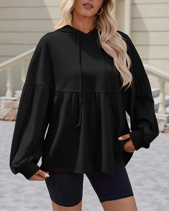 Sweatshirt Hætte Snørebånd Løs
