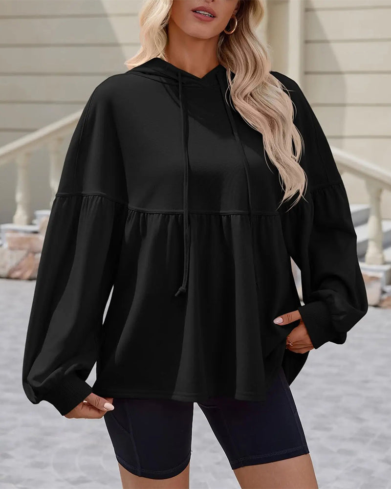 Sweatshirt Hætte Snørebånd Løs