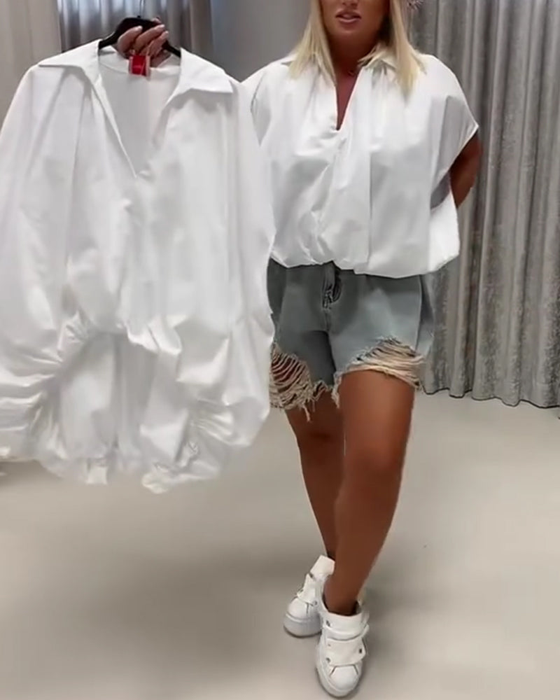 Bluse Krave Loose Fit Flagermusærme
