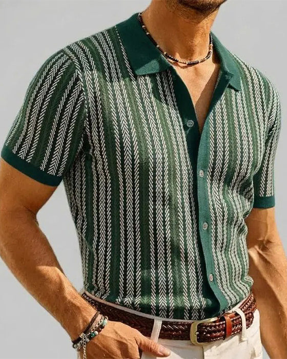 T-Shirt Revers Herre Kort Ærme Knap