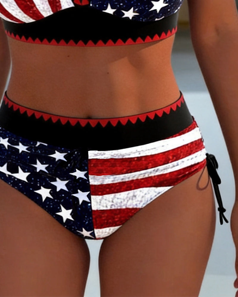 Bikini Høj Talje Trykt