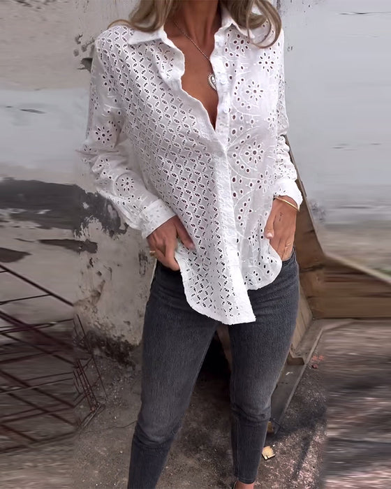 Skjorte Langærmet Flip Udskåret