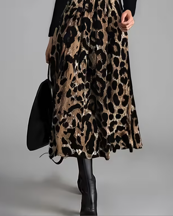 Kjole Rundhalset Leopard Fuld Nederdel