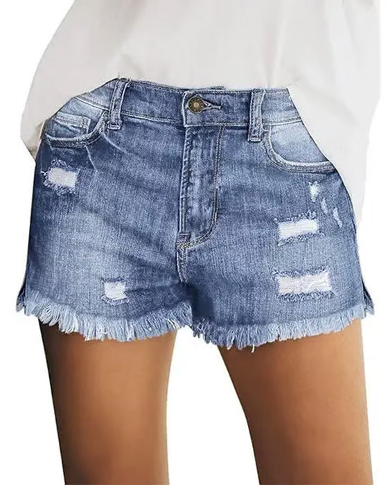 Shorts Rå Kant Denim