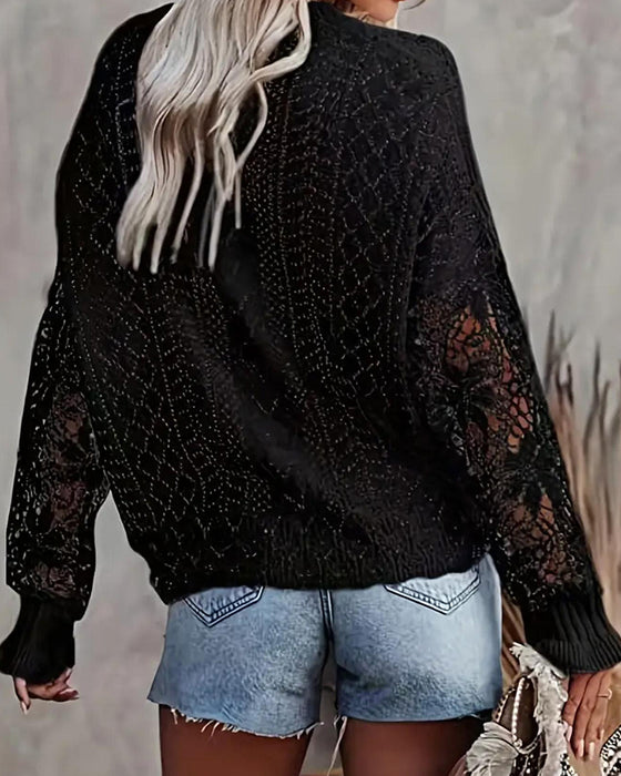 Pullover Enfarvet Rund Hals