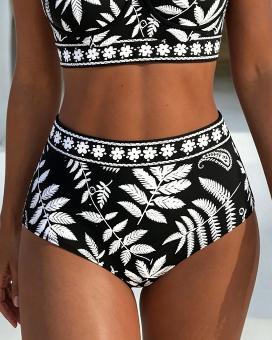 Bikini Botanisk Tryk Høj Talje