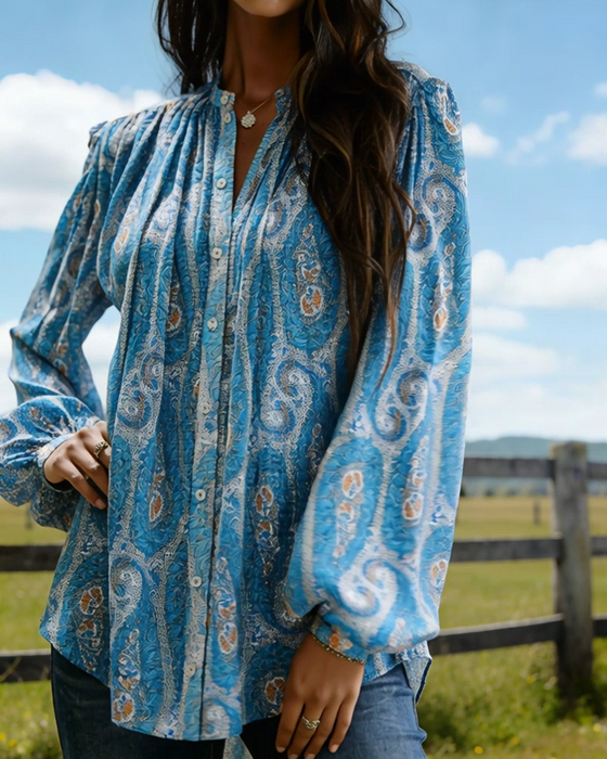 Bluse Boho Cashew Blomst Tryk