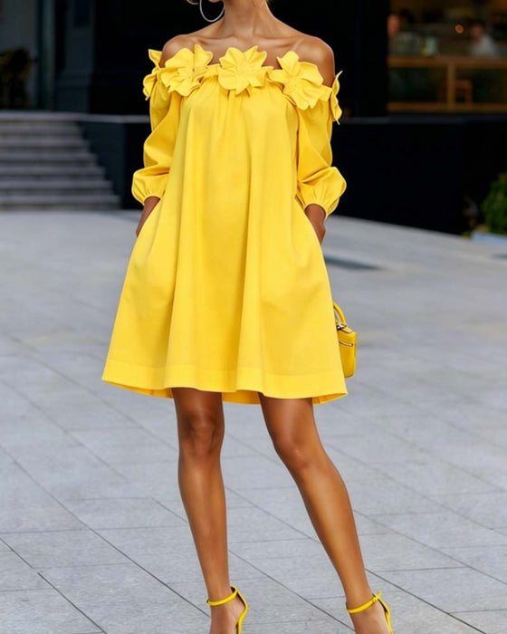 Kjole Off-Shoulder Blomstret Accent