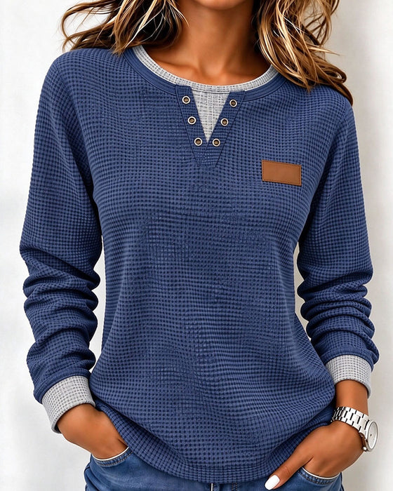 Top Stilfuld Henley Lang Ærme